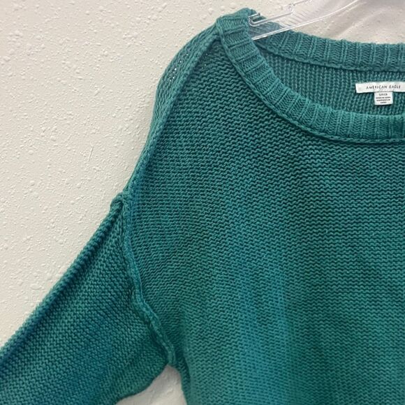 American Eagle Women's Green Knit Dolman Sleeve Scoop neck Sweater SMALL 740 - Picture 4 of 6